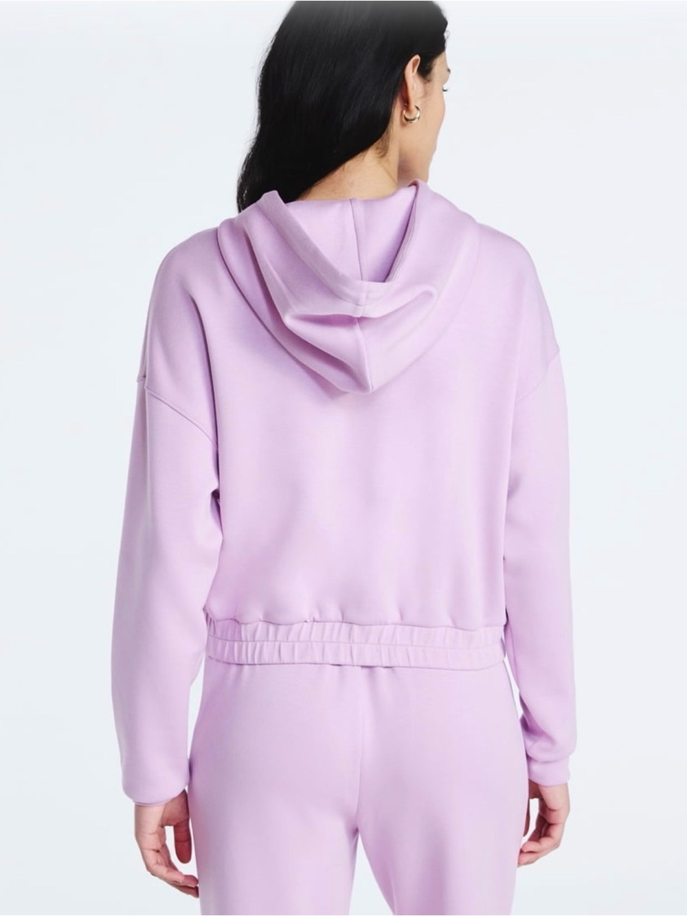 Cropped Lavender Drawstring Hoodie - Picture 2 of 13